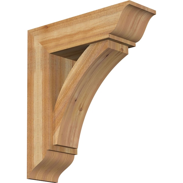 Ekena Millwork Thorton Traditional Rough Sawn Bracket w/ Offset Brace, Western Red Cedar, 8"W x 26"D x 30"H BKT0806X26X30THR01RWR - main
